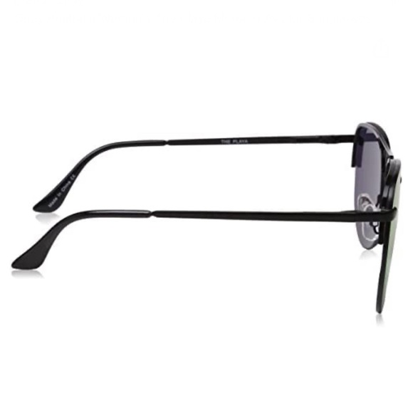 QUAY The Playa Sunglasses Polarized Black Frame Pink Mirror Lenses Aviator Style - Picture 10 of 15